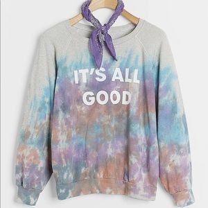 NWOT good hYOUman Its All Good Tie-Dye Blue Sweatshirt Anthropologie Small